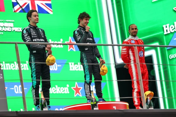 F1: Antonelli is presented as 'Kimi Räikkönen' on the Chinese GP podium
