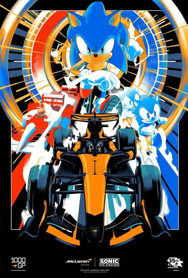 r/formula1 - McLaren Racing x Sonic the Hedgehog poster for the Miami GP