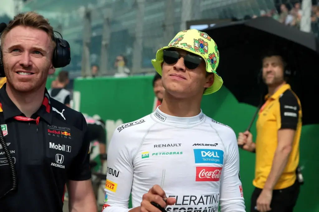 Lando Norris (GBR) McLaren on the grid.