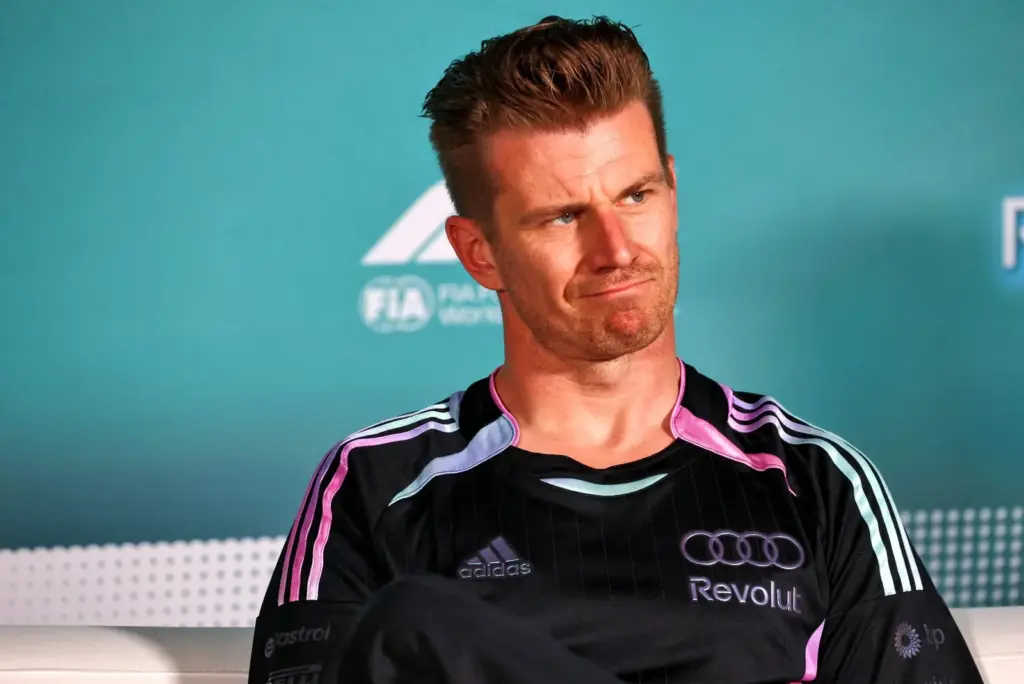 Nico Hulkenberg (GER) Audi F1 Team in the FIA Press Conference.