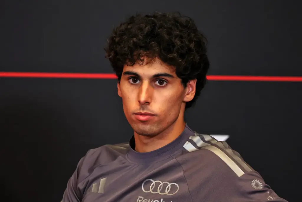 Gabriel Bortoleto (BRA) Audi F1 Team in the FIA Press Conference.