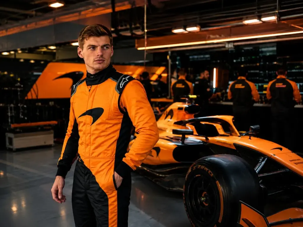 Montage illustrating Max Verstappen at McLaren
