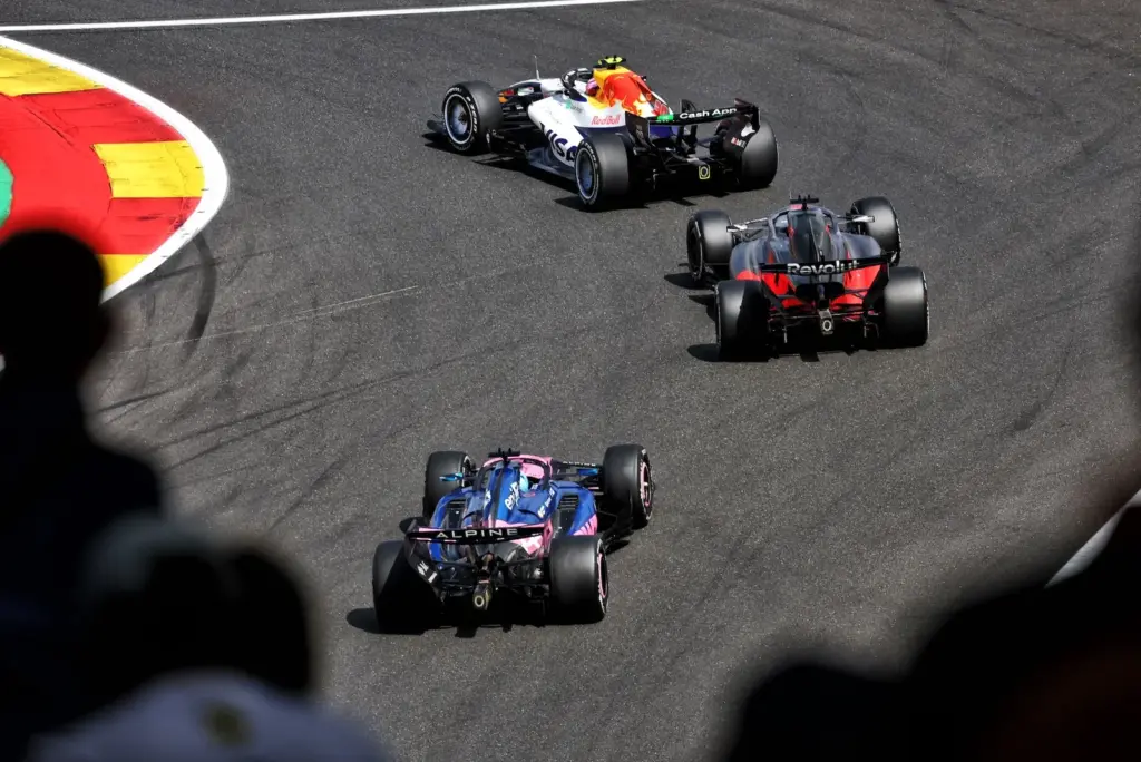 Liam Lawson (NZL) Racing Bulls Formula One Team VCARB 03 leads Gabriel Bortoleto (BRA) Audi F1 Team R26 and Pierre Gasly (FRA) Alpine F1 Team A526.