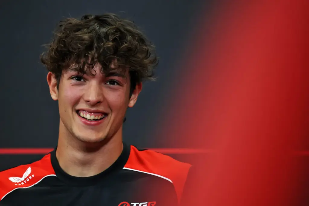Oliver Bearman (GBR) Haas F1 Team in the FIA Press Conference.
