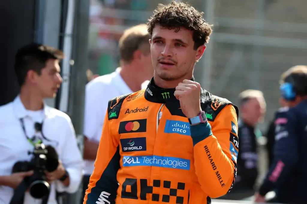 Race winner Lando Norris (GBR) McLaren F1 Team celebrates in parc ferme.