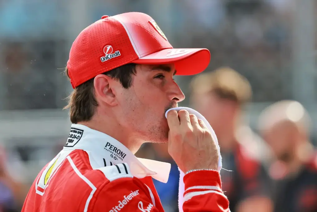 Third placed Charles Leclerc (MON) Scuderia Ferrari in qualifying parc ferme.