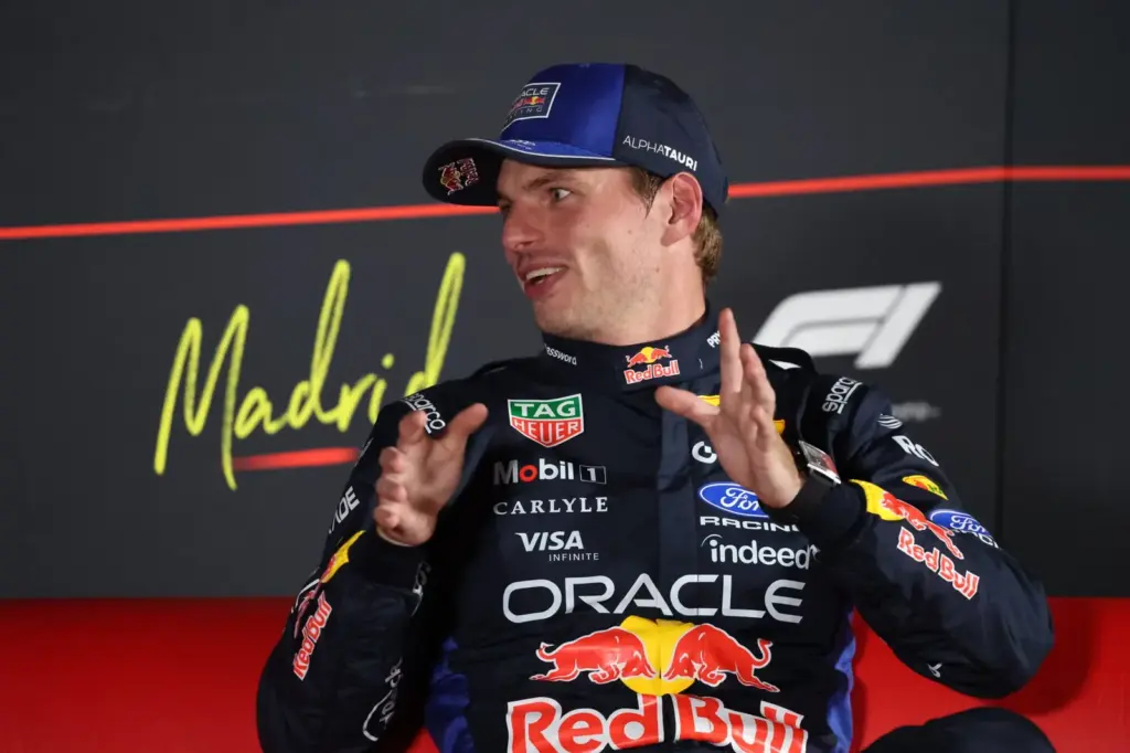 Max Verstappen (NLD) Red Bull Racing in the post qualifying FIA Press Conference.
